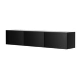 Artiss Floating Entertainment Unit TV Cabinet High Glossy Black 3 Cabinets 200CM FURNI-Q-FL01-TV200-BK-AB