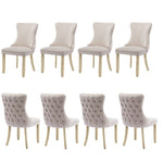8x Velvet Upholstered Dining Chairs Tufted Wingback Side Chair with Studs Trim Solid Wood Legs for V226-SW8809BG-4