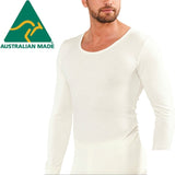 Mens THERMAL Long Sleeve Top Merino Wool Blend Underwear AUS MADE Thermals Warm - XX-Large V563-BR-MWTOP-XXL110CM
