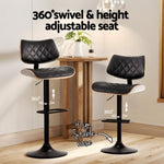 Artiss 2x Bar Stools Kitchen Dining Chairs Gas Lift Stool Wooden Leather Black BA-TW-8095-BKX2