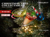 Christabelle 3 Glass Cocktail Christmas Ornaments Assorted Novelty 13cm Xmas Tree Decorations H 112_SHD2001