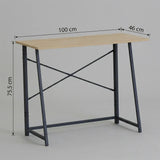 CARLA HOME Foldable Computer Desk - Oak Steel Frame Study Table - Brown - Foldable Desk V178-36467