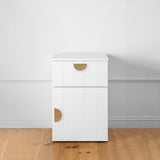 PORTO BEDSIDE TABLE - WHITE - VJ PANEL - HALF MOON BRASS V164-ECS13WVB04G
