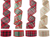 4 Rolls Christmas Burlap Wired Ribbon for Craft, 24 Yards Red Buffalo Plaid Burlap Ribbon for Gift V1192-AZ-W-25776