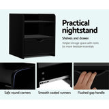 Artiss 2X Bedside Table 1 Drawer with Shelf - FARA Black FURNI-C-BS-TOGO-BKX2
