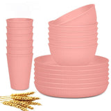 Wheat Straw Dinnerware Set Unbreakable Dinner Plates BPA-Free Dinnerware - Orange - Size 01 V1106-122-43975-ORG-01