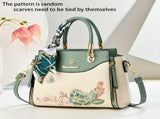 Embroidered Leather Handbag High-Quality Handbag Stylish Handbag Leather Bag - Blue - Size L V1347-127-52951-BLU-L