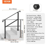 VEVOR Handrails for Outdoor Steps, 2-3 Step Stair Hand Rail & Indoor Railing Kit, Railings for V952-KDJSLZFSHSZW9HILGV0