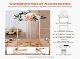 Wedding Flower Stand, 10PCS 60cm Column Flower Stand, Floral Stands with Acrylic Laminate, Gold V952-HLHJLFT10J60VMTKM001V0
