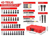 42 Piece Impact Screwdriver Bits Set with Phillips, Slotted and Bits, Portable Storage Case V1366-AZ2-W-15569