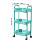 3 Tier Utility Rolling Cart, Metal Mobile Storage Shelf With Lockable Caster Wheels, V1369-AZ3-W-09517
