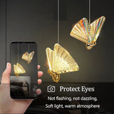 BAMDECOR LED Modern Bedroom Bedside Creative Butterfly Hanging Chandelier Light Fixtures for Stairs V255-BAM-A005-12HL