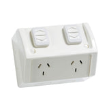 10A 250V Weather Proof Twin Switch Socket Outlet, Resistant White V1202-V1-CLIWSC2272RW