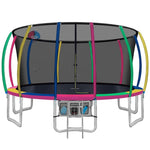 Everfit 16FT Trampoline for Kids w/ Ladder Enclosure Safety Net Rebounder Colors TRAMPO-C-C16-MC-ABC