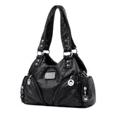 Black Vintage Soft Leather Hobo Bag for Women - Multi-Pocket Shoulder Purse & Crossbody Handbag V888-ELOSUNG38082