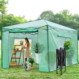 12'x 8'x 8' Pop-Up Greenhouse, Set Up in Minutes, Portable Greenhouse with Doors & Windows. High V952-ZDBXSHYW-128814R5V0