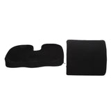 Seat Cushion and Lumbar Support Pillow Black Suede Memory Foam Reduce Tailbone Pressure Chair Pads V1294-YM0901-3117230210511