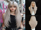 High-Density Synthetic Wig Heat-Resistant Wig Tea-Colored Wig Long Straight Wig - Grape purple V1102-108-24340-GRA1-85CM-33INCH