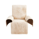 Velvet Recliner Chair Cover Nonslip Sofa Protector with Elastic Straps for Pets Washable V1366-AZ2-W-12685