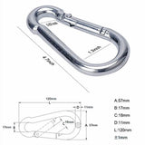 4.7 Inch Carabiner Clip Heavy Duty Large Carabiner Spring Snap Hook Steel Clip Quick Link Buckle V1369-AZ3-W-22324