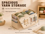 Canvas Yarn Storage Bag, Large Knitting and Crochet Organizer Tote with Multiple Front Pockets, Yarn V1369-AZ3-W-17999