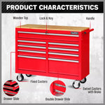 9 Drawers Tool Box Chest Cabinet Trolley Box Garage Storage Toolbox Red 1000lbs V465-86512