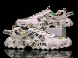 Women's Fashionable Graphic-Print Chunky Sneakers - White - Size 6 V1106-M-SHOE-7942-WHIT-6AU6EU37