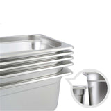 SOGA 4X Gastronorm GN Pan Full Size 1/1 GN Pan 15cm Deep Stainless Steel Tray With Lid GP5405WLIDX4