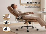 Artiss 8 Point Massage Office Chair PU Leather Brown MOC-1223-EP