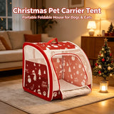 Christmas Portable Car Pet Carrier, Foldable Soft-Sided Cat & Dog Crate, 505050cm, Mesh Windows, V1232-CWL-MG-001