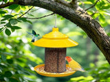 Metal Mesh Tube Feeder with Rainproof Canopy & Seed Tray, Squirrel Resistant Outdoor Hanging V1192-AZ-W-26419