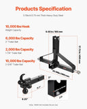 VEVOR 3 Point Trailer Hitch with 2 in Receiver, 3pt Quick Hitch Attachment, Heavy Duty Tractor Tow V952-ASJXJSQDKSXTJ54AM001V0