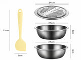 Home Salad Preparation Kit-Multifunctional Stainless Steel Vegetable Grater Bowl Set and Silicone V888-ELOSUNG56098-4