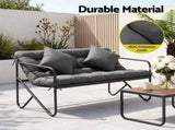 Gardeon Garden Bench 2 Seater Outdoor Bench Metal with Cushion 118cm Black GB-TEX-CUSHION-BK