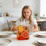 Glass Water Jug, 10.63x5.12In 3800ml Pitcher, Heat Resistant Container for Home Summer Use V1370-AZ4-09061