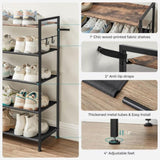 SONGMICS 5 Tier Shoe Rack Storage Organizer for 20-25 Pairs with 4 Hooks Rustic Brown LMR035B01 V227-8498101000141