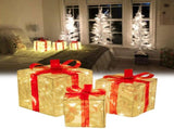 Set of 3 Christmas Lighted Gift Boxes Decorations Transparent Lighted Boxes with Red Bows Christmas V1294-YM0717-10353430