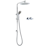 WELS Chrome Round 9" Rain Shower Head 5 Modes Massage Handheld Sliding Rail Set Twin Taps V1233-C4902B22HR005M5C1SR0901CPF0282A