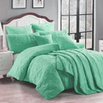 Georges Fine Linens Marguerite Quilt Cover Set Wave Green - Super King V442-MFL-QUILTCS-MARGUERITE-WAVEGREEN-SK