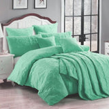 Georges Fine Linens Marguerite Quilt Cover Set Wave Green - Super King V442-MFL-QUILTCS-MARGUERITE-WAVEGREEN-SK