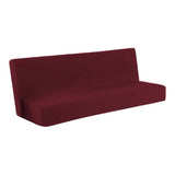 Solid Colour Armless Sofa Bed Cover Polyester Spandex Stretch Futon Slipcover 3 Seater Elastic Full V1369-AZ3-W-20276