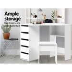 Artiss Dressing Table Stool Set Corner 5 Drawers White FURNI-L-DRESS01-WH-AB