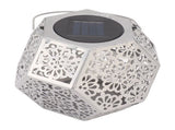 LED Solar Powered Lantern IP44 Waterproof Silver Polygon Decorative Solar Hanging Lantern V1294-YM0521-3119230042911