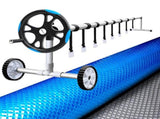 Aquabuddy Pool Cover 500 Micron 10x4m Silver Swimming Pool Solar Blanket 5.5m Blue Roller PC-100X40-L-DX-BL-ROLLER-BU