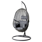 Gardeon Outdoor Egg Swing Chair Wicker Rattan Furniture Pod Stand Cushion Black HM-EGG-J-SELIPS-S-BK-AB