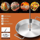 Vertical Stainless Steel Shawarma Skewer Rack with 3 Removable Spikes and Drip Pan for BBQ Roasting, V1189-LC-HW-00694