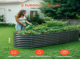 Metal Raised Garden Bed, 2.4 x 0.6 x 0.6 m Oval Outdoor Galvanized Planter Garden Box, Open Bottom V952-JSYHZZCTYXSH1MOSL002V0