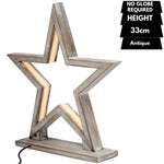 33cm Bamboo Star LED Table Lamp Light Modern Bedside - Antique Timber V563-75143