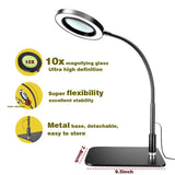 10X Desk Magnifying Glass with Light and Stand, Large Magnifying Lamp Magnifying Light for Crafts V1192-AZ-W-3885