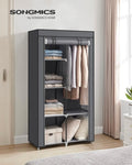 SONGMICS Portable Clothes Storage with 6 Shelves and 1 Clothes Hanging Rail Grey V227-8498402109162